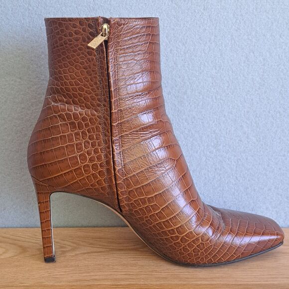 Jimmy Choo Minori 85 Cuoio Brown Embossed Leather Boots Women’s 40 US 10 - Picture 13 of 16